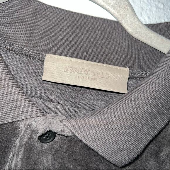 Fear Of God Essentials Women’s Sleeveless Velour Polo In Iron - Picture 8 of 12